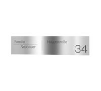 Cartello per cassetta delle lettere Graviers Design in acciaio inox per cassetta delle lettere autoadesivo - targhetta con nome e numero civico personalizzata con incisione laser Design 2