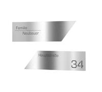 Cartello per cassetta delle lettere in acciaio inox Graviers Design per cassetta delle lettere autoadesivo - set targhetta con nome e numero civico personalizzato con incisione laser Design 1