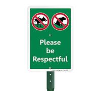 Cartello per cortile con scritta "Please Be Respectful No Dog Pooping or Peeing Sign for Yard | Palo e kit alti 53,3 cm, alluminio laminato antiruggine, prodotto negli Stati Uniti, oltre 100 anni di