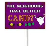 Cartello per esterni di Halloween The Neighbors Have The Good Candy Yard Sign With Stake Trick or Treat Divertenti Decorazioni di Halloween Casa Giardino Patio Prato Forniture per feste 30 x 20 cm