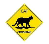 Cartello per gatto che attraversa il gatto, cartello per Nene Crossing Sign Bundle Cat Crossing Sign Sign Farmhouse decorazione da parete garage retrò 20 x 20 cm