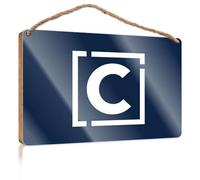 Cartello per la casa per portico anteriore, l'immagine contiene la lettera "C" racchiusa in un cartello di benvenuto quadrato per la decorazione della porta d'ingresso (20 x 30 cm)