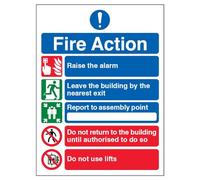 Cartello per la Sicurezza in caso di incendio Vsafety 12005 an-s, messaggio in 5 punti di istruzioni di sicurezza generali, autoadesivo, orientamento verticale, 150 x 200 mm