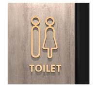 Cartello per porta bagno, Piastra adesiva for WC WC for porta da parete, nero, oro, dimensioni multiple(10,25x16cm)