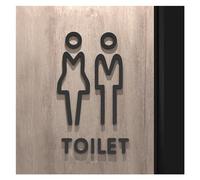 Cartello per porta bagno, Piastra adesiva for WC WC for porta da parete, nero, oro, dimensioni multiple(4,25x16cm)