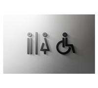 Cartello per porta bagno, Targa for WC in acrilico multicolore, dimensioni multiple(18,25x16cm Grey)