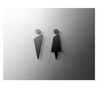 Cartello per porta bagno, Targa for WC in acrilico multicolore, dimensioni multiple(6,18x11cm Grey)