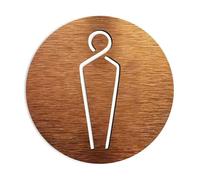 Cartello per porta bagno, Targa for WC unisex, tavola rotonda in alluminio composito, dimensioni multiple, oro e argento(Gold 3,14x14cm)