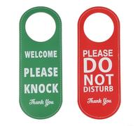 Cartello per porta con scritta "Do Not Disturb Please Knock", con etichetta da appendere per pomelli delle porte, progettata per sale riunioni, hotel e spazi commerciali (rosso + verde)