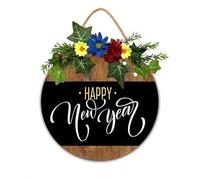 Cartello per porta con scritta "Happy New Year", ghirlanda di benvenuto 2026, decorazione natalizia invernale per portico, decorazione da parete per soggiorno, cucina, cortile, regalo casalingo, 28 x