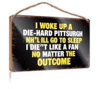 Cartello per porta con scritta "I Woke Up A Die-Hard Pittsburgh Nh'L Fan Wooded Sign Man Cave Furniture Fall Office Decor
