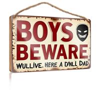 Cartello per porta del bagno per casa ragazzi attenzione: The Drill Dad is here! Cartello in legno per porta d'ingresso decorazione da parete divertente (20 x 30 cm)