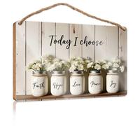Cartello per porta del bagno per la casa che sceglie fede, speranza, amore, pace e gioia oggi, cartello in legno per porta d'ingresso, decorazione da parete divertente (23 x 35 cm)