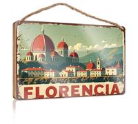 Cartello per porta dell'ufficio divertente poster vintage da viaggio: Firenze, Italia, una città d'arte e di storia, cartello boscoso per la decorazione della casa e della piscina (23 x 35 cm)