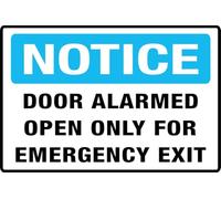 Cartello per porta d'ingresso, con allarme aperto solo per uscita di emergenza, 15,2 x 20,3 cm, per casa, casa, ufficio, cancello, finestra, non sbiadisce