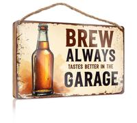 Cartello per porta d'ingresso e esterno, birra sempre migliore in garage. Decorazione da appendere alla porta della piscina e decorazione per esterni (15 x 28 cm)