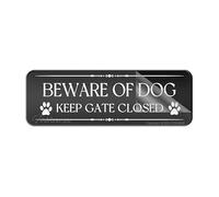 Cartello per porta, in plastica acrilica, con scritta "Beware of Dog Keep Gate Closed", 25,4 x 7,6 cm, autoadesivo, per ufficio/lavoro, facile da applicare