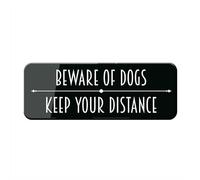 Cartello per porta, in plastica acrilica, con scritta "Beware Of Dogs Keep Your Distance Sign For Door or Wall" (22,9 x 7,6 cm), design in acrilico di alta qualità