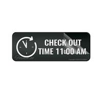 Cartello per porta, in plastica acrilica, con scritta "Check out Time", 11.00, autoadesivo, per ufficio, ristoranti, hotel, supermercati, forniture 25,4 x 7,6 cm