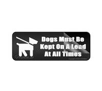 Cartello per porta, in plastica acrilica, con scritta "Dogs Must Be Kept On A Lead At All Times", segnaletica con adesivo, 25,4 x 7,6 cm, facile da installare e altamente visibile per ufficio e affari
