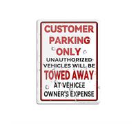 Cartello per porta, in plastica acrilica, con scritta in lingua inglese "Customer Parking Only Unauthorized Vehicles Will Be Towed Away", 20,3 x 15,2 cm, resistenza allo sbiadimento per interni ed