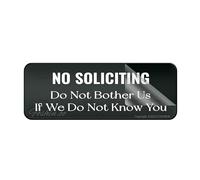 Cartello per porta, in plastica acrilica, con scritta "No Soliciting Do Not Bother Us If We Do Not Know You", decorazione per interni ed esterni, per casa, ufficio, lavoro, 25,4 x 7,6 cm, autoadesivo
