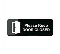 Cartello per porta, in plastica acrilica, con scritta "Please Keep Door Closed", 22,9 x 7,6 cm di spessore, autoadesivo, design moderno, facile da installare