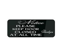Cartello per porta, in plastica acrilica, con scritta "Please Keep Door Closed All The Dog", in bianco e nero, durevole, di lunga durata, con nastro biadesivo sul retro, 22,9 x 7,6 cm