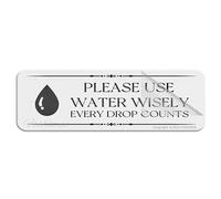 Cartello per porta, in plastica acrilica, con scritta "Please Use Water Wisely Every Drop Counts", 25,4 x 7,6 cm, autoadesivo, per ufficio/lavoro, facile da applicare