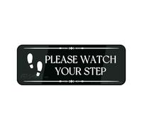 Cartello per porta, in plastica acrilica, con scritta "Please Watch Your Step Footprints", da parete o porta, con angoli arrotondati, durevole, con nastro biadesivo sul retro, 25,4 x 7,6 cm