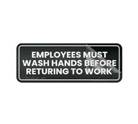 Cartello per porta in plastica acrilica "I dipendenti devono lavarsi le mani prima di tornare al lavoro", cartello autoadesivo per ufficio, ristoranti, hotel, supermercati, forniture 25,4 x 7,6 cm