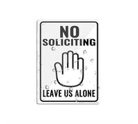 Cartello per porta in plastica acrilica No Soliciting Leave Us Alone, cartello da parete o porta 15,2 x 20,3 cm, autoadesivo per ufficio/lavoro, facile da applicare