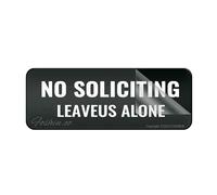 Cartello per porta in plastica acrilica No Soliciting Leave Us Alone, cartello da parete o porta 25,4 x 7,6 cm, autoadesivo per ufficio/lavoro, facile da applicare