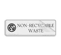 Cartello per porta, in plastica acrilica, non riciclabile, per rifiuti, 25,4 x 7,6 cm, autoadesivo, per ufficio/lavoro, facile da applicare