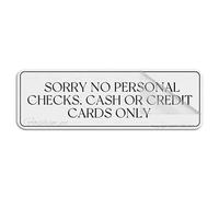 Cartello per porta in plastica acrilica Sorry No Personal Checks. Cash or Credit Cards Only, cartello autoadesivo per ufficio, ristoranti, hotel, supermercato, forniture 25,4 x 7,6 cm