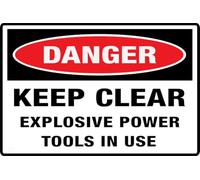 Cartello per porta o parete, con scritta in inglese "Danger Keep Clear Explosive Power Tools in us", facile installazione, design in acrilico di alta qualità per il tuo ufficio domestico/aziendale