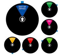Cartello per porta privacy, con scritta in lingua inglese "Do Not Disturb/Come in Welcome/Out of Office/in a Meeting/Back Soon/Working Remotely Sign, That Let Others Know whether You're Available or