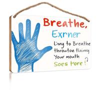Cartello per porta "Work from Home" "Breathe, Exrner Limy to Breathe Throaton Tlnimy Your Mouth Soes Hore?", cartello in legno da uomo per grotta, arredamento autunnale per ufficio
