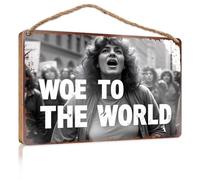 Cartello per porta "Work From Home" "Woe To The World", cartello in legno con scritta "Man Cave Furniture Fall Office Decor