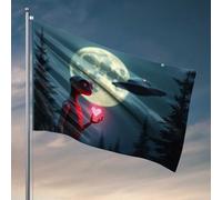 Cartello per stanza universitaria alieno che tiene il cuore davanti alla luna piena, bandiere per stanza delle ragazze, bandiere decorative per esterni (30 x 45 cm)