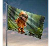Cartello per stanza universitaria con scritta "Rainy Day in the Forest With A Frog", decorazione da giardino, poster per ragazzi (30 x 45 cm)