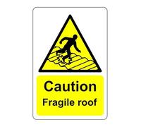 Cartello per tetto con scritta "Caution Fragile", in plastica rigida da 1,2 mm, per uso interno ed esterno (200 mm x 150 mm), distanza di visualizzazione entro 5 m.
