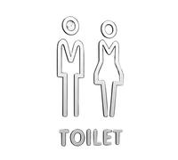 Cartello per Toilette Targa for WC in acrilico 3D con freccia, elegante etichetta adesiva for porta del bagno, segnaletica for, decorazione for la casa(Color 25,20x12cm)