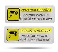 Cartello per videosorveglianza, 2 pezzi Cartello per telecamera di sorveglianza di proprietà privata, 8,5×3 cm, Adesivo per telecamera di sorveglianza, Interno/Esterno, (VIDEOSORVEGLIANZA)