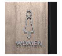 Cartello per WC Pop nero dorato color oro targa 3D per porta del bagno adesivo da parete porta WC segnaletica arte hotel decorazione per la casa per donna e uomo o porta del bagno (colore-02,18 x 11