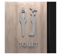Cartello per WC Pop nero dorato color oro targa 3D per porta del bagno adesivo da parete porta WC segnaletica arte hotel decorazione per la casa per donna e uomo o porta del bagno (colore-06,18 x 11