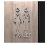 Cartello per WC Pop nero dorato color oro targa 3D per porta del bagno adesivo da parete porta WC segnaletica arte hotel decorazione per la casa per donna e uomo o porta del bagno (colore G, 25 x 16