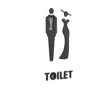 Cartello per WC Pop nero dorato color oro targa 3D per porta del bagno adesivo da parete porta WC segnaletica arte hotel decorazione per la casa per donna e uomo o porta del bagno (colore-14,25 x 16