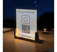 Cartello personalizzato a forma di U in acrilico smerigliato UV con codice QR personalizzato multi Facebook Web Social Media Sign Scegli il tuo logo Scan to Pay Paypal Cash Parrucchieri Estetista Sign