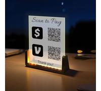 Cartello personalizzato a forma di U in acrilico smerigliato UV con codice QR personalizzato multi Facebook Web Social Media Sign Scegli il tuo logo Scan to Pay Paypal Cash Parrucchieri Estetista Sign